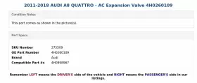 4H0260109 AUDI Ac Expansion Valve A8 Quattro #3