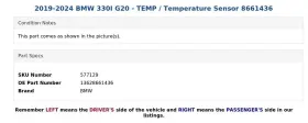 13628661436 BMW Temperature Sensor 330I G20 #3