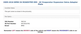64119210761 BMW Ac Evaporator Expansion Valve Adapter Plate #3