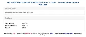 9951565 BMW Xdrive Temperature Sensor G30 #3