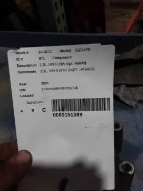 682-00671 FORD TRUCK Ac Compressor Hybrid Escape