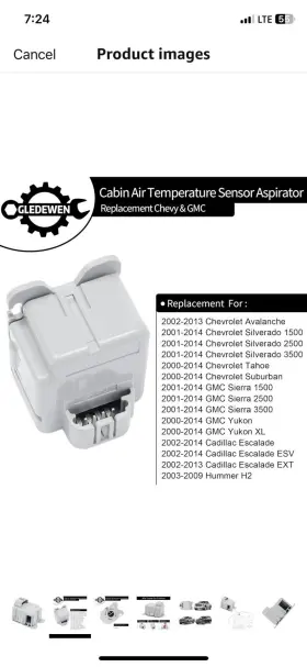 75413WBFK GLEDEWEN Cabin Air Temperature Sensor Aspirator #2