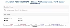 7PP907527A PORSCHE Macan Climate Air Temperature Sensor #3