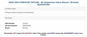 9J1816576A PORSCHE Taycan Ac Expansion Valve Mount Bracket #3