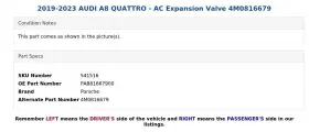 PAB81667900 PORSCHE Ac Expansion Valve A8 Audi Quattro #3