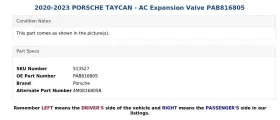 PAB816805 PORSCHE Taycan Ac Expansion Valve #3