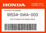 Honda Genuine Clip, Connector (dark Gray) - 91534-swa-003. Fixed Price $9.27.