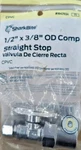 Sharkbite 1/2" X 3/8" Od Compression Shut Straight Stop Cpvc 1642654 - Glue On. Fixed Price $14.44.