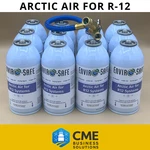 Envirosafe Arctic Air For R12, Ac Auto Support, Case Of 12 Cans And Brass Hose. Fixed Price $209.99.