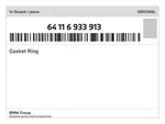Genuine Bmw Gasket Ring 64-11-6-933-913 New. Fixed Price $13.09.