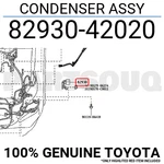 8293042020 Genuine Toyota Condenser Assy 82930-42020. Fixed Price $64.37.